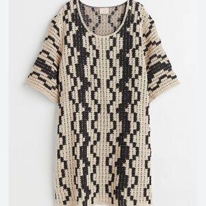 Black and Cream Crochet Knit Dress